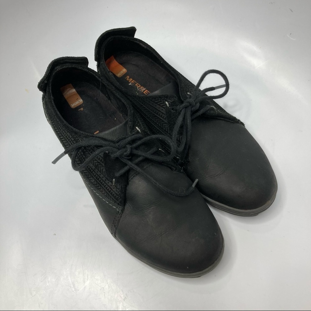 Merrell Ashland tie black leather shoes size 8.5 - Picture 2 of 8
